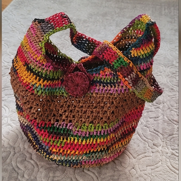 Multicolor raphia crossbody bag Medium - Picture 4 of 12